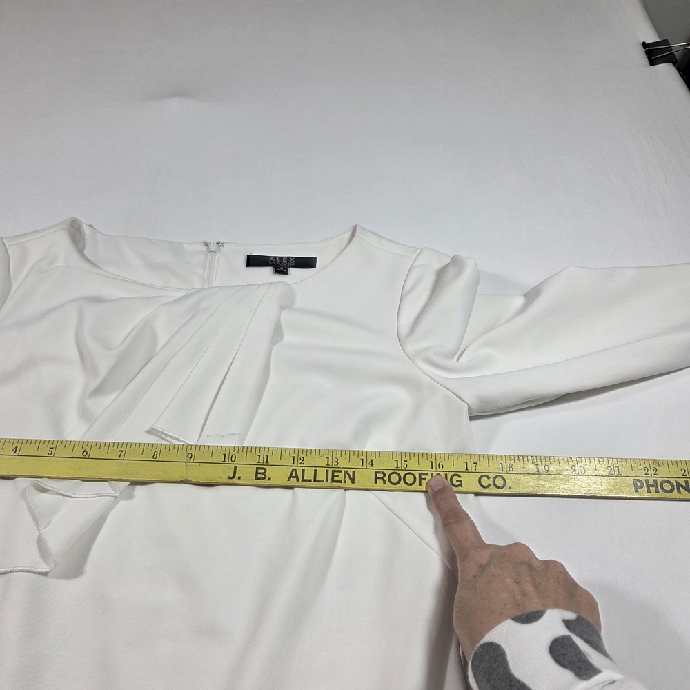 Alex Marie Dress Elegant Cream Long Sleeve Dress Pleated Top Long Sleeve - Picture 4 of 11